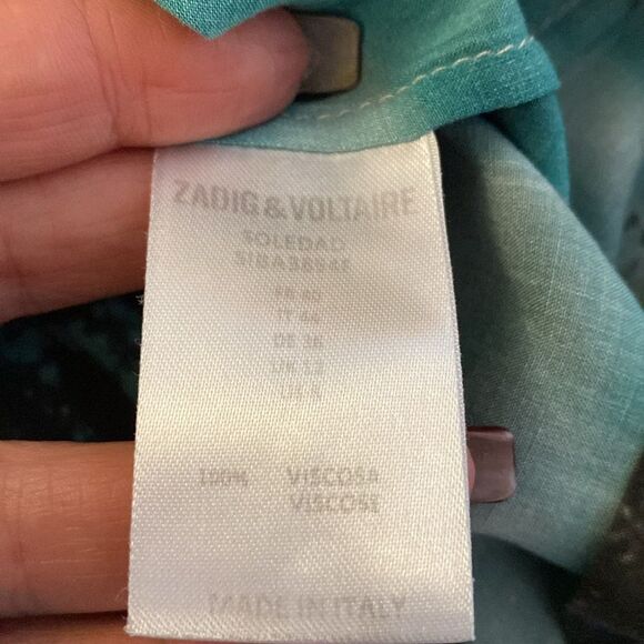 Zadig &Voltaire Soledad 100% viscose palm print blouse, US6 - Picture 9 of 9